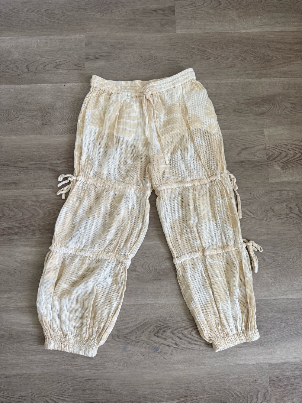 Lightweight Cream Tie-Dye Drawstring Lounge Pants